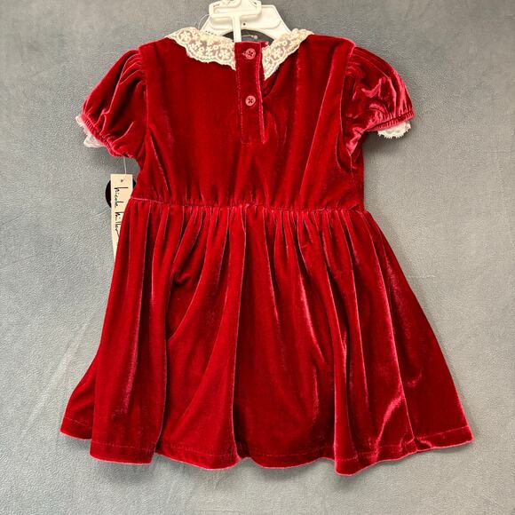 Vintage Deadstock Nicole Miller Christmas Dress Velvet Velour 24M 2 Piece Lace - Picture 10 of 13